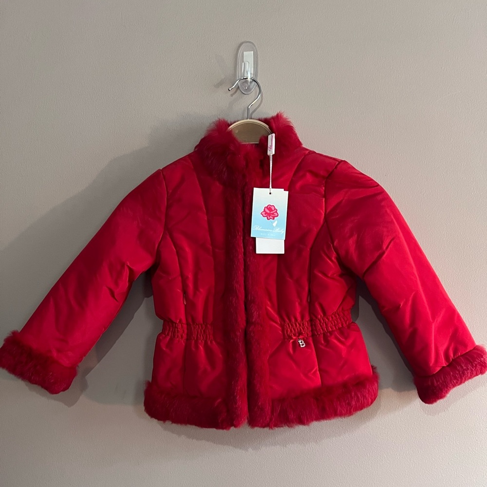 Blumarine Baby Fur Trimmed Coat